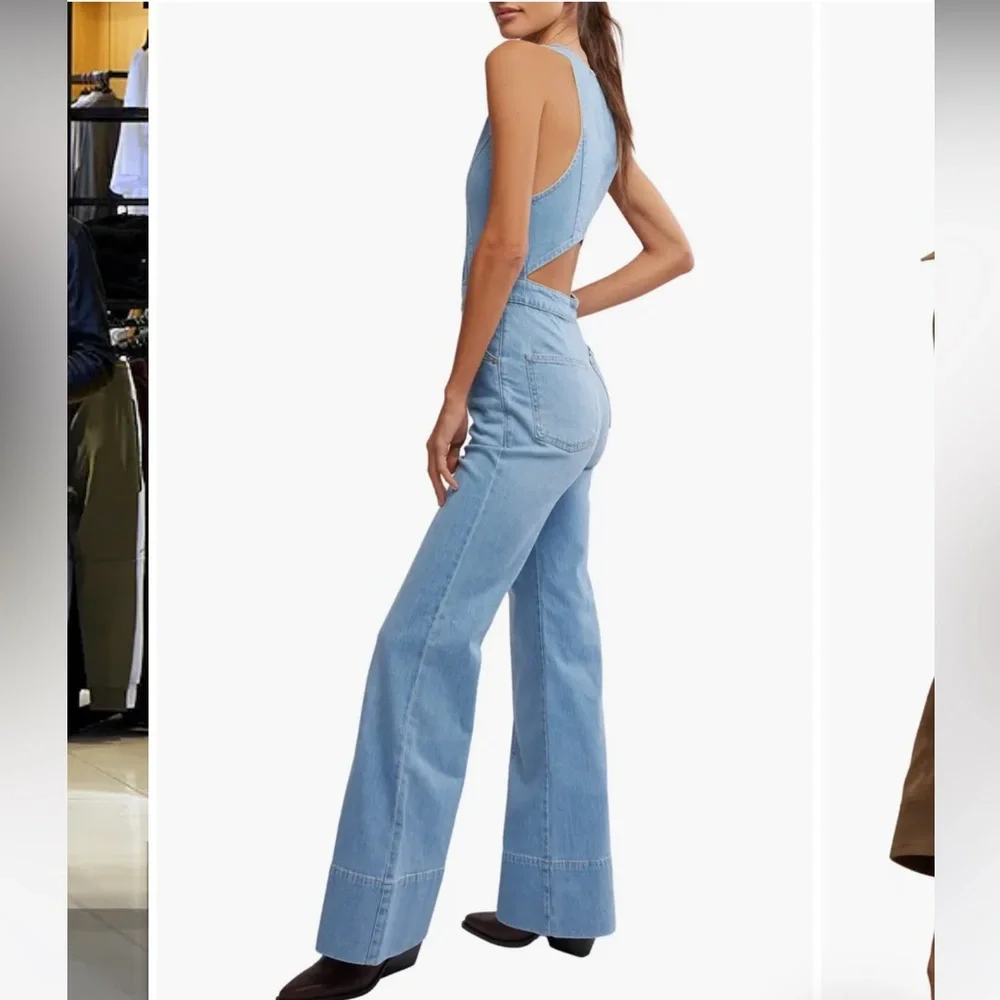 Free People Blue Flare Wide Leg Jeans‼️‼️ - Picture 5 of 8